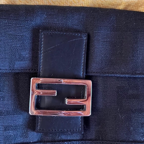 Fendi Iconic Black Zucca Big letters Fabric thick shiny New Vintage Impecable - Picture 2 of 12